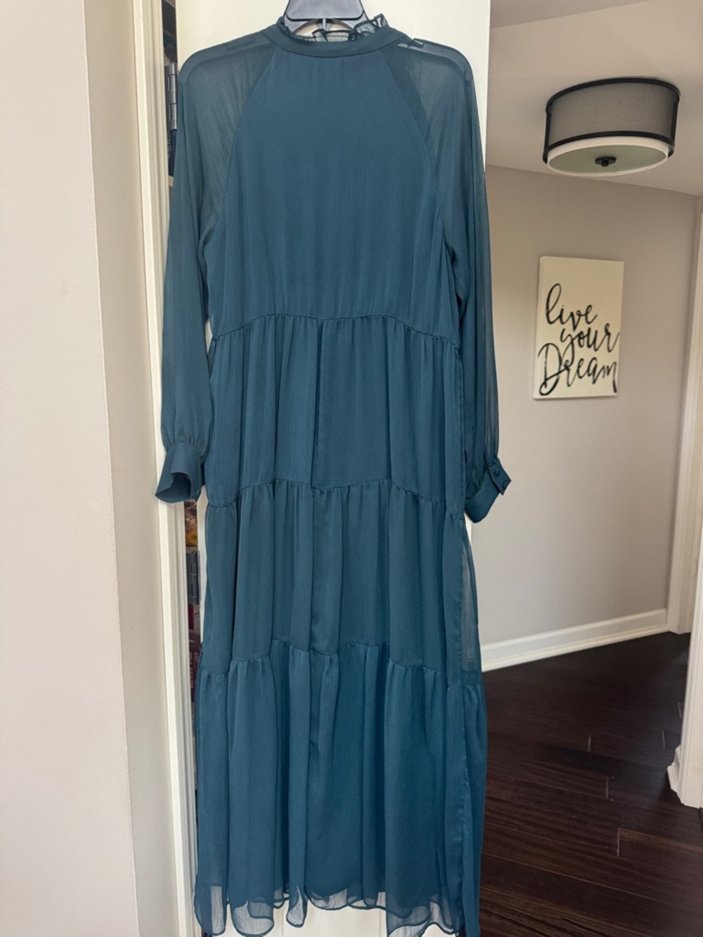1 State Teal Tiered Long-Sleeve Maxi Dress - Picture 3 of 5
